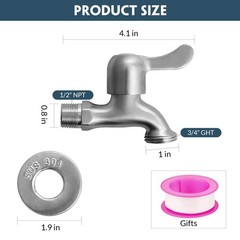 Enoch’s Land Stainless Steel Garden Hose 1/2″ NPT x 3/4″ GHT,