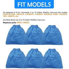 Smilefil 6 Pack VRC5 Cloth Filter Fits Vacmaster 4 to 16 Gallon Wet/Dry…