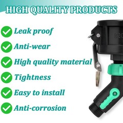 275 330 Gallon IBC Tote Fittings with 45 Degree Hose 45 Degree, Black,Green