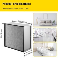 VEVOR HEPA Filter Replacement Filter Pleated Air Filter 24 x 24″ x11.5in