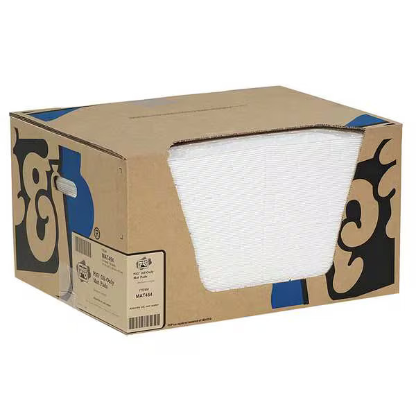 Pig Sorbent Pad, 17 gal, 15 in x 20 in, Oil, White, 100 PK MAT454 Pig MAT454 15