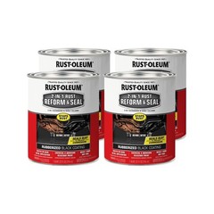 Rust-Oleum 344763-4PK Automotive 2-in-1 Rust Reform Seal, Quart, Black, 4 Pack
