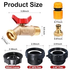 275-330 Gallon IBC Tote Adapter For 2.44-inch, 2inch fine, 2 inch corase, Red