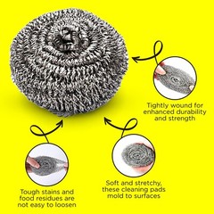 6 pcs Stainless Steel Scourer, Scrubber for Cleaning Pots, Dishes, Ovens, Grills
