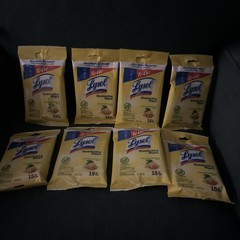 8 New Lysol To Go Disinfecting Wipes Lemon Lime Scent, 15 Count Each