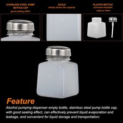 5 Pack 3.4 Oz/100ml Alcohol Push Down Pump Dispenser Bottle Press White