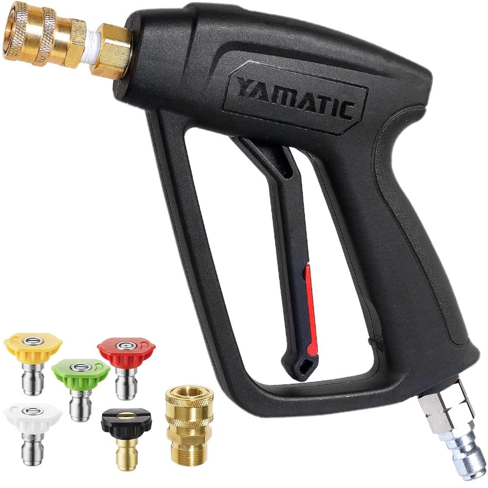 YAMATIC Short Pressure Washer Gun with Stainless Steel Swivel 3/8″ Stubby
