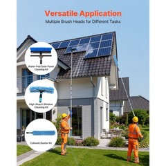 Water Fed Solar Panel Cleaner: 26ft Aluminum Pole, 12″ Brush, Quick-Connect Hose