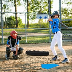 Hiboom 5 Pcs Baseball Softball Base Set Portable Carry Bag 3 Bases Homeplate Rub