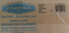 NEW BOBRICK B-7188 TERRADRY QUIET-DRY SURFACE MOUNT COMMERCIAL HAND DRYER 115V