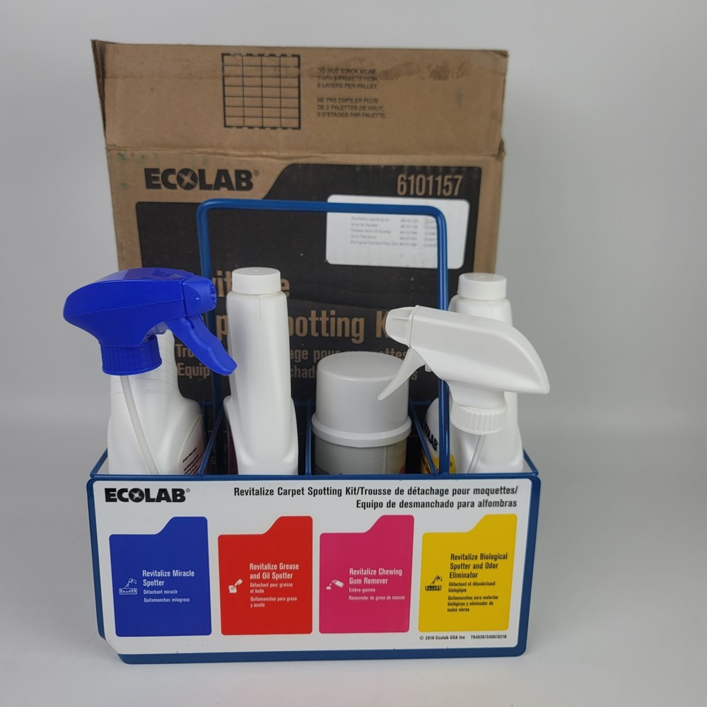Ecolab Revitalize #6101157 Carpet Spot Cleaning Kit Grease Gum Odor Eliminator+