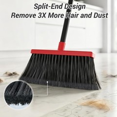 Red Gray Self-Cleaning Sweep Kit Long Handle Captures Pet Hair Indoor