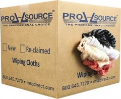10 Lb Box PRO-SOURCE Reclaimed Cotton Terry Cloth Shop Rags: Assorted Color