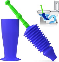 Luigi’s Blue Heavy Duty Toilet Plunger Bellows Design Clog Remover