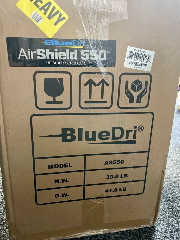 BlueDri HEPA Portable AIR SCRUBBER BD-AS550 Air Shield 550 – Grey BD-AS-550
