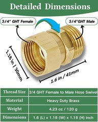 Garden Hose Swivel Adapter Fitting,Pressure Washer Gun Swivel Connector Joint…