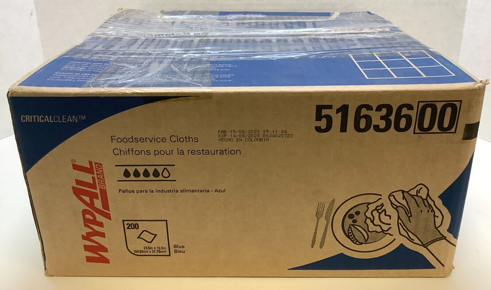 WypAll (51636) CriticalClean Fabric Food Service Cloths 23.5″ x 12.5″ Blue 200ct