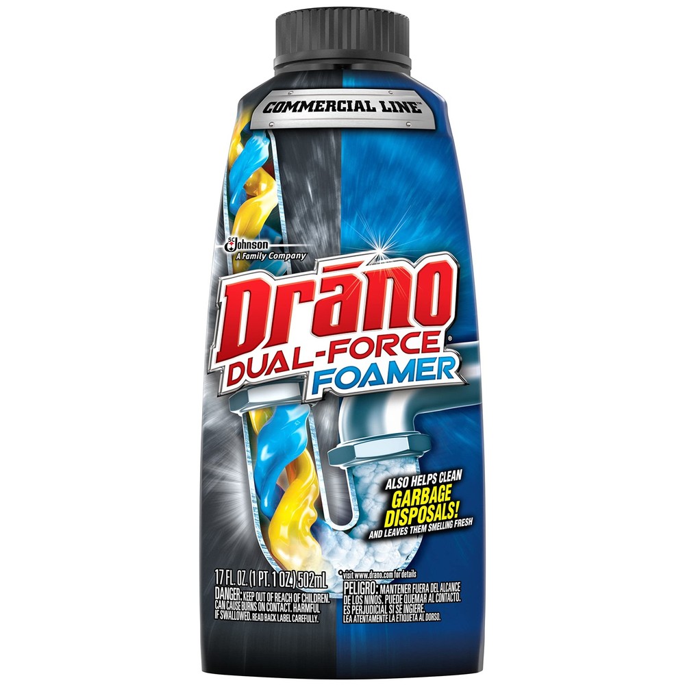 Drano Dual-Force Foamer Clog Remover, Commercial Line, 17 Fl Oz (Pack of 1)
