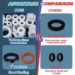 KEZE 24 Sizes Plumbing Washers Assorted Kit 165 PCS Garden white/black/red