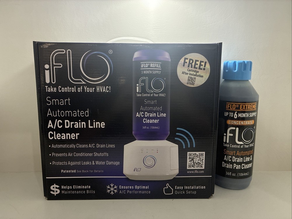 iFLO Smart Automated A/C Drain Line Cleaner 3-6 Month Supply w/ Extra Cartridge