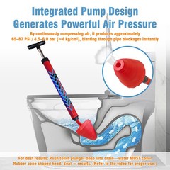 Rmticd Toilet Plunger, High-Pressure Plungers plunger+brush set, Red