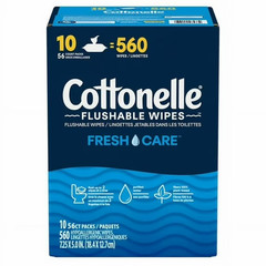 Cottonelle Freshfeel Flushable Wet Wipes – One Box of 560 Wipes (10 Packs of 56