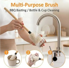 7 Pack Cast Iron Sauce Pot and BBQ Mop Brush Set, 13.5 OZ Small Basting Pot &