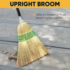 Yocada Heavy-Duty Corn Broom Commercial Indoor Outdoor 59.8 inch Black