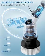 Electric Spin Scrubber, Rechargeable with 11 to 51 inches, Glossy White