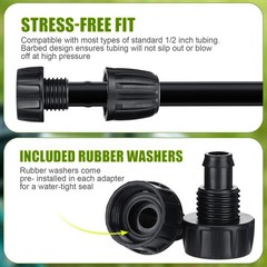 15 Pack 1/2 Inch Drip Irrigation Tubing Faucet Adapter, 3/4″ inch, Black