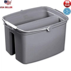 17 Qt Plastic Double Utility Pail Graduations Pour Spout Gray Durable Separation