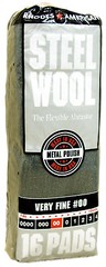 Case Rhodes American Steel Wool Grade 00 – Very Fine~ 6 bags of 16 pads