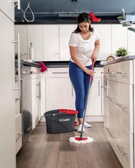 O-Cedar EasyWring Microfiber Spin Cleaning System + 2 Extra Refills, Red/Gray