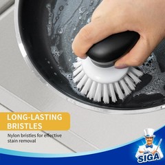 MR.SIGA Dish Scrub Brush, Palm Brush Scrubber with Ergonomic Grip, White