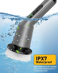 Shower Scrubber with Long Handle, Shower Cleaner Brush with 8 Floor Machine P…