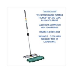 Boardwalk® Microfiber Mopping Kit, 18 Mop Head, 35-60Handle, Blue/Green/Gray