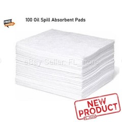 100 PACK Workshop Spill Pads Absorbs 20 gal Oil White Polypropylene 15″ W x 18 L