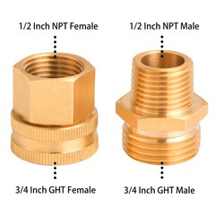 M MINGLE Garden Hose Adapter, 3/4 Inch GHT to 1/2 3/4″ 1/2″ NPT, Gold