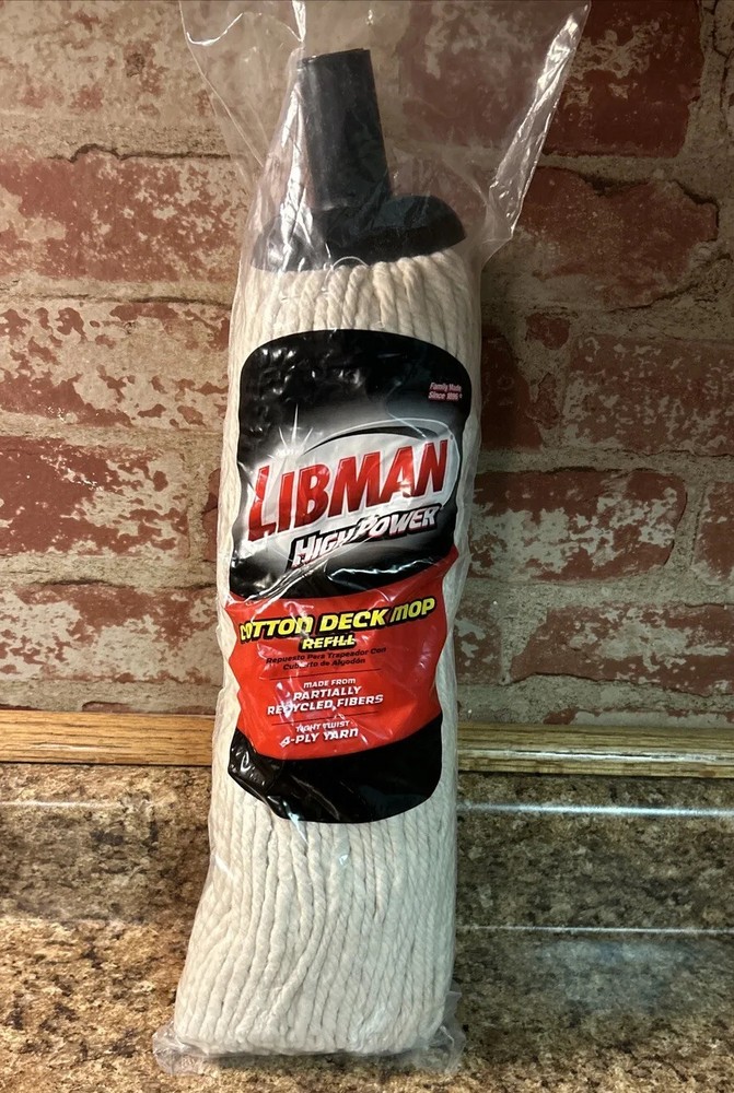 NEW Libman 00944 HIGH POWER Deck Mop Refill Cotton 4 Ply Yarn Original Package