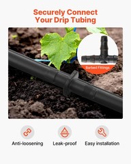 VEVOR Drip Irrigation Fittings Kit for 1/4″ tubing compatible, Black