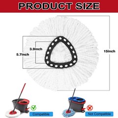 8 Pack Spin Mop Replacement Heads, 100% Microfiber 8Pack, White