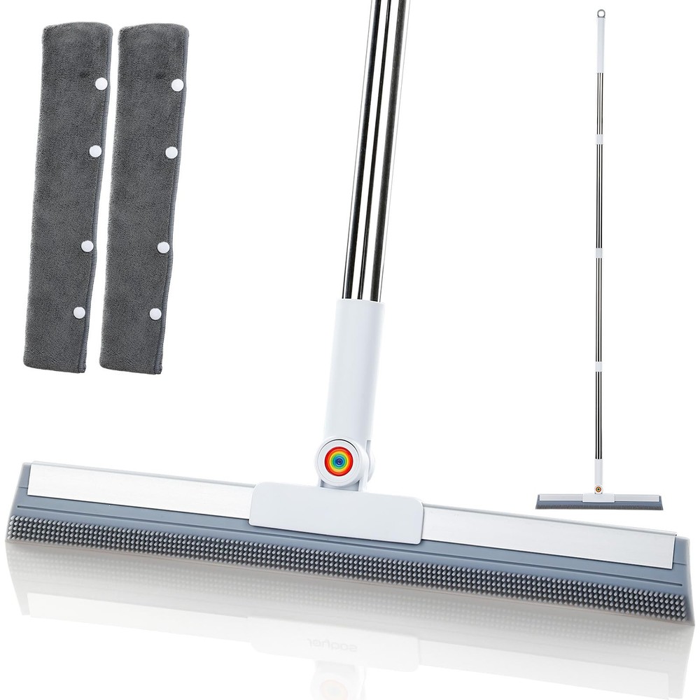 Muee Squeegee Broom For Floor 62 Long Handle Rubber Broom For Pet Hair Removal
