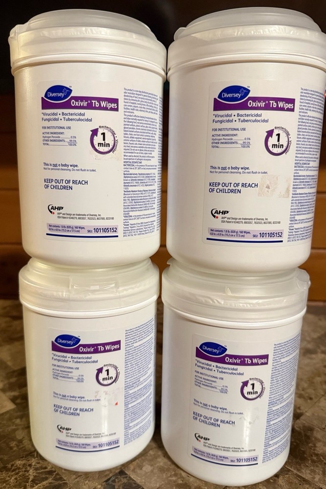 Lot of 4 Diversey Oxivir TB Unscented Disinfectant Wipes 160/can Exp 3/24