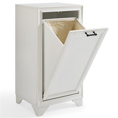 Bowery Hill Modern Wood/Fabric Laundry Hamper in Vintage White