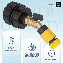 IBC Tote Adapter 275-330 Black handle brass valve, valve