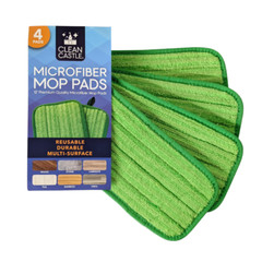 4 Clean Castle 12″ Reusable Premium Dual Action Microfiber Wet/Dry Mop Pads