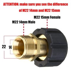 M MINGLE Pressure Washer 2# M22 15mm Female to 14mm Male, Copper Yellow