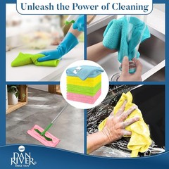DAN RIVER 24-Pack Microfiber Towels – Ultra Absorbent, Lint-Free & Streak-