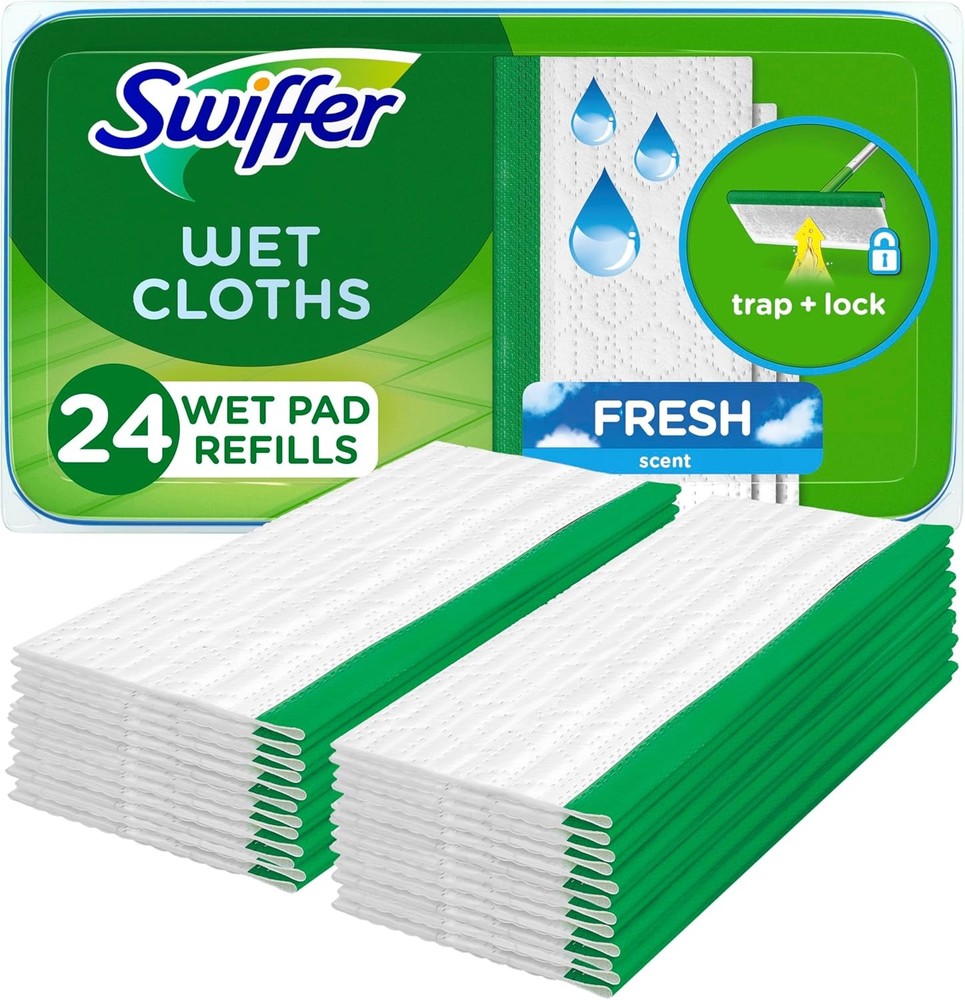 Swiffer Sweep + Mop, Wet Pads Refill, Floor Cleaner for Dirt, Dust, Hair