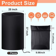 Amylove 55 Gallon Drum Cover, 210D Oxford Cloth Water Storage Barrel Black